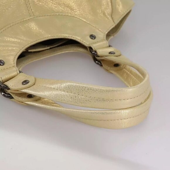 BURBERRY Hand Bag Leather Gold Auth ti2578 - Picture 7 of 14